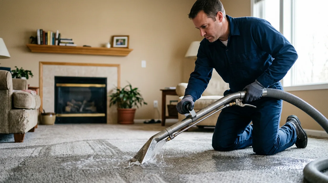 Water damage restoration technician working near Washington Depot, CT
